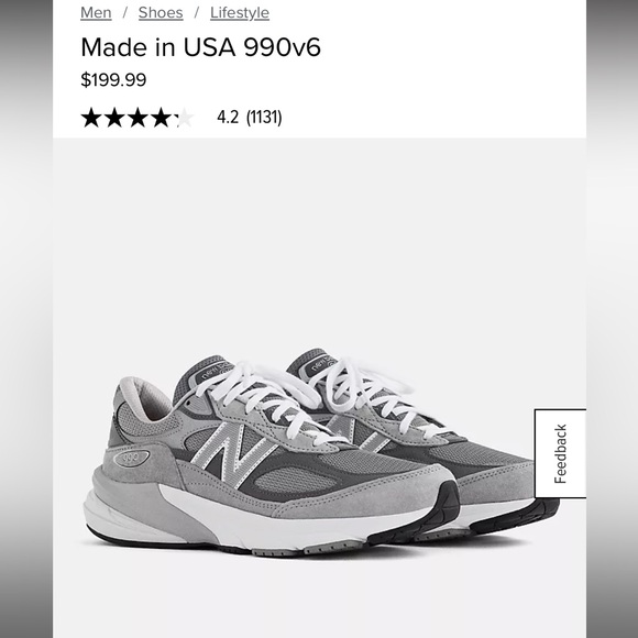 New Balance 990v6 Made in USA Classic Gray and White Sneakers. Size 10 in Men